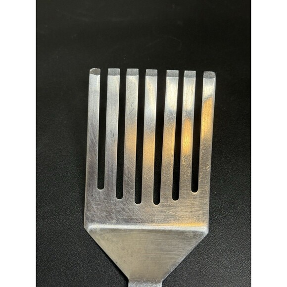 Vintage Slotted Serving Fork Spatula Wooden Handle Stainless 10" Japan *RARE* - Picture 5 of 7